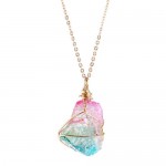 U.S. Fashion Simple Design Colorful Natural Stone Pandent Necklace