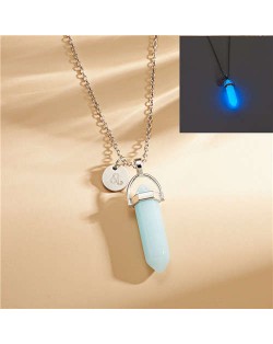 Creative Bullet Shape Luminous Natural Stone Pendant Fashion Necklace - Color NO.4