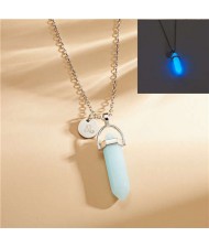 Creative Bullet Shape Luminous Natural Stone Pendant Fashion Necklace - Color NO.4