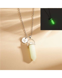 Creative Bullet Shape Luminous Natural Stone Pendant Fashion Necklace - Color NO.11