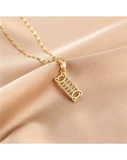 Shining Rhinestone Insertd Unique Design Stainless Steel Women Wholesale Necklace - Abacus