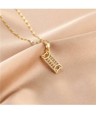 Shining Rhinestone Insertd Unique Design Stainless Steel Women Wholesale Necklace - Abacus