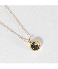 12 Constellations Theme Black Night Round Pendant Popular Necklace (1 Piece)