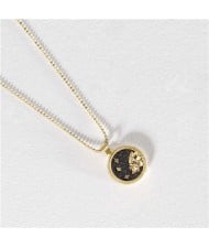 12 Constellations Theme Black Night Round Pendant Popular Necklace (1 Piece)