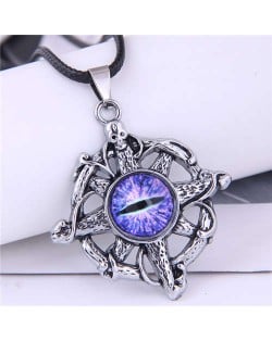 U.S. Fashion Skull Hollw-out Eye Pandent Vintage Style Necklace - Purple