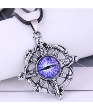 U.S. Fashion Skull Hollw-out Eye Pandent Vintage Style Necklace - Purple
