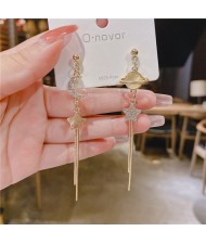 Planet and Star Asymmetric Long Style Women Romantic Wholesale Tassel Earrings