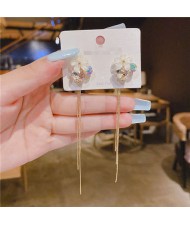 Elegant White Flower with Long Tassel Beautiful Women Wholesale Earrings