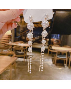 Size Gradient Size Pearl Long Style Korean Fashion Wholesale Jewelry Earrings