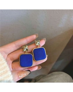 Simple Design Wholesale Fashion Jewelry Flannel Square Dangle Earrings - Blue