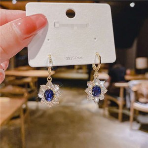 Luxurious Design Blue Sunflower French Romantic Baroque Style Wholesale Earrings