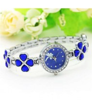 7 Colors Available Clovers Design Elegant Fashion Stainless Steel Women Wrist Watch