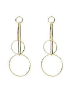 Dual Rings Minimalist Style Dangling Alloy Women Wholesale Earrings