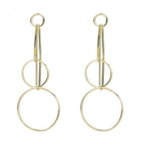 Dual Rings Minimalist Style Dangling Alloy Women Wholesale Earrings