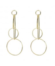 Dual Rings Minimalist Style Dangling Alloy Women Wholesale Earrings