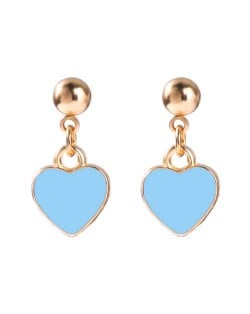 Oil-spot Glazed Valentine's Day Heart Fashion Women Wholesale Dangle Earrings - Blue