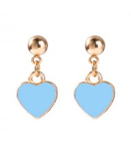 Oil-spot Glazed Valentine's Day Heart Fashion Women Wholesale Dangle Earrings - Blue