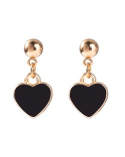 Oil-spot Glazed Valentine's Day Heart Fashion Women Wholesale Dangle Earrings - Black