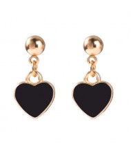 Oil-spot Glazed Valentine's Day Heart Fashion Women Wholesale Dangle Earrings - Black