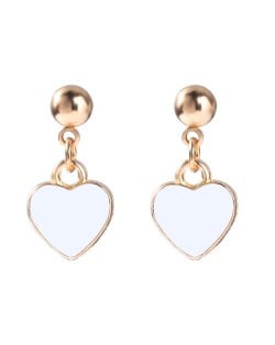 Oil-spot Glazed Valentine's Day Heart Fashion Women Wholesale Dangle Earrings - White