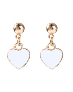 Oil-spot Glazed Valentine's Day Heart Fashion Women Wholesale Dangle Earrings - White