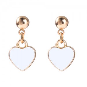 Oil-spot Glazed Valentine's Day Heart Fashion Women Wholesale Dangle Earrings - White