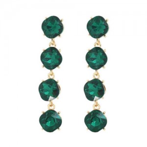 Green String Design Bling Fashion Rhinestone Wholesale Boutique Dangle Earrings