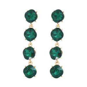 Green String Design Bling Fashion Rhinestone Wholesale Boutique Dangle Earrings