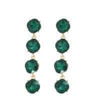 Green String Design Bling Fashion Rhinestone Wholesale Boutique Dangle Earrings