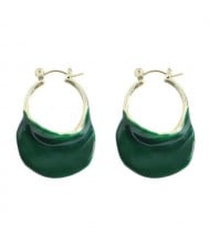 Green Bohemian Fashion Enamel Hoop Design Women Huggie Earrings