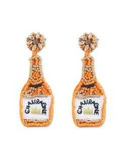 Handmade Champagne Bottle Bohemian Fashion Women Boutique Earrings - Orange