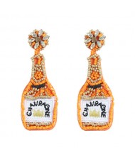 Handmade Champagne Bottle Bohemian Fashion Women Boutique Earrings - Orange
