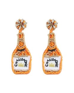 Beads Weaving Bohemian Fashion Wine Bottle Women Dangle Wholesale Earrings - Champagne