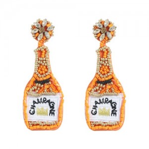 Beads Weaving Bohemian Fashion Wine Bottle Women Dangle Wholesale Earrings - Champagne