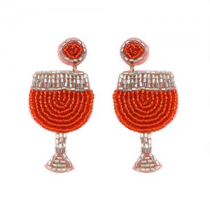 U.S. Bohemian Fashion Cocktail Cup Women Wholesale Costume Earrings - Red