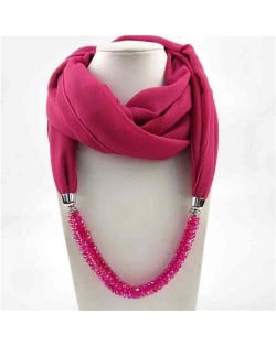 Vintage Autumn and Winter Style Beads Chain Pendant Women Wholesale Scarf Necklace - Rose