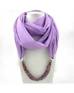 Vintage Autumn and Winter Style Beads Chain Pendant Women Wholesale Scarf Necklace - Violet