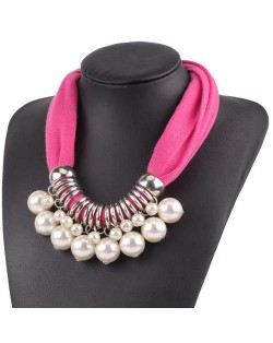 Elegant Pearl Pendant Women Short Style Graceful Fashion Scarf Necklace - Rose