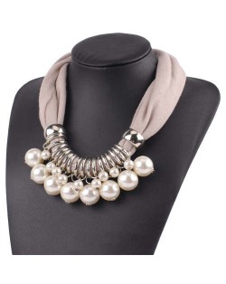 Elegant Pearl Pendant Women Short Style Graceful Fashion Scarf Necklace - Khaki