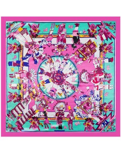Classic Amerian Indian Party Theme Artificial Silk 90*90 cm Women Square Scarf - Rose