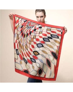 Geometric Rhombus Ripples Design 90*90 cm Women Square Scarf - Red
