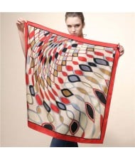 Geometric Rhombus Ripples Design 90*90 cm Women Square Scarf - Red