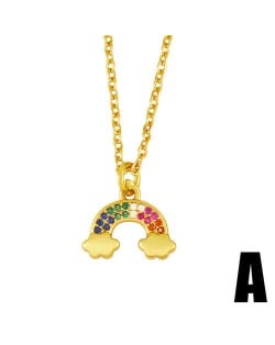 Cute Rainbow 18k Gold Plated U.S. High Fashion Women Costume Necklace - Style A