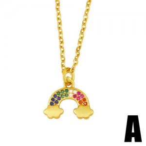 Cute Rainbow 18k Gold Plated U.S. High Fashion Women Costume Necklace - Style A