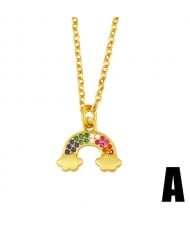 Cute Rainbow 18k Gold Plated U.S. High Fashion Women Costume Necklace - Style A