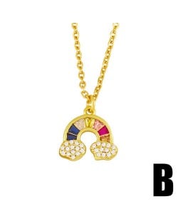 Cute Rainbow 18k Gold Plated U.S. High Fashion Women Costume Necklace - Style B