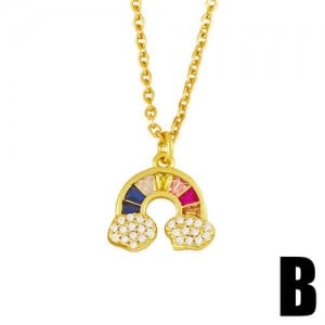 Cute Rainbow 18k Gold Plated U.S. High Fashion Women Costume Necklace - Style B