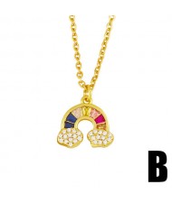 Cute Rainbow 18k Gold Plated U.S. High Fashion Women Costume Necklace - Style B