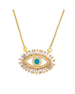 Cubic Zirconia Big Evil Eye Pendant 18K Gold Plated Wholesale Fashion Necklace