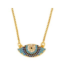 Cubic Zirconia Small Blue Evil Eye Pendant 18K Gold Plated Wholesale Costume Necklace